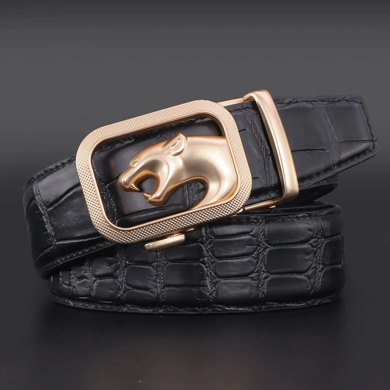 Leopard Automatic Buckle  Designer Belts Men High Quality Luxury Famous Brand Genuine Leather Personality  Belt  Ceinture Homme