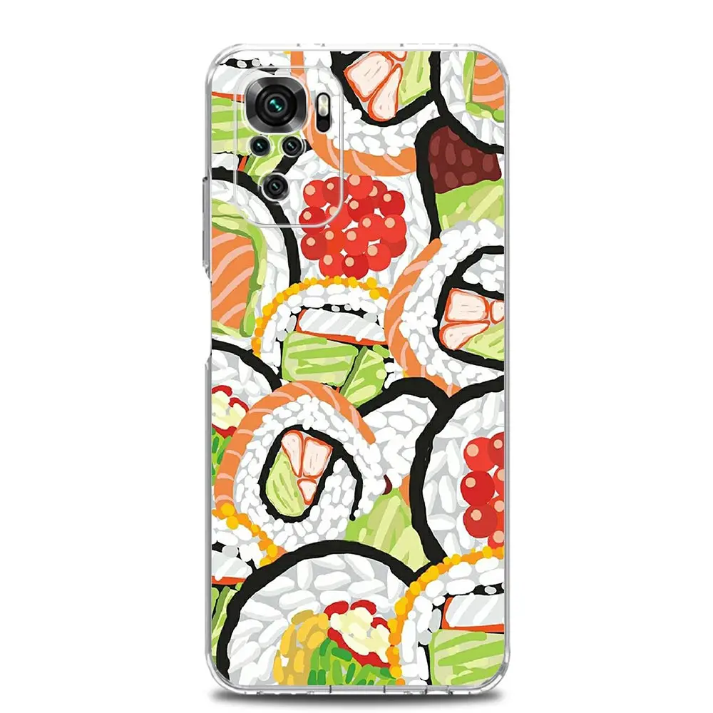 Clear Soft TPU Phone Case with Cute Cartoon Sushi Design
