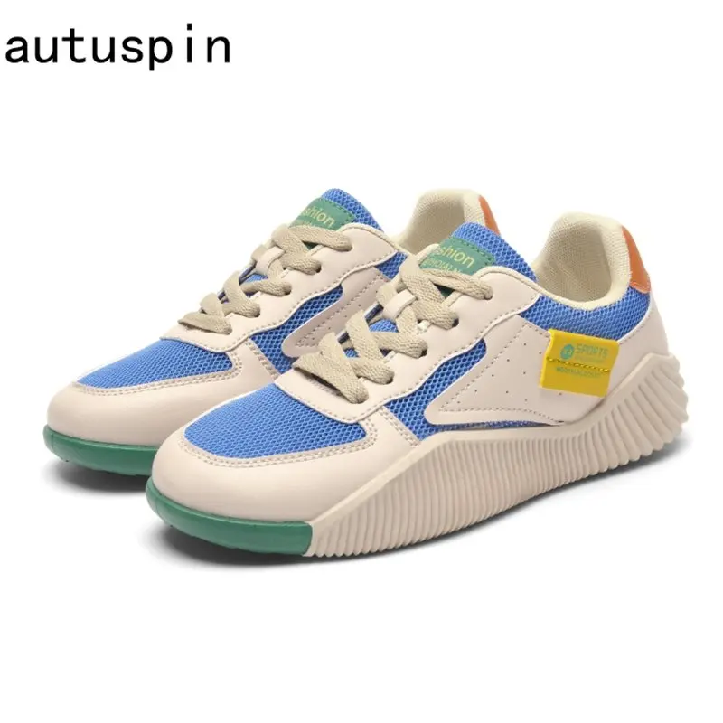 

Autuspin Female Summer Shallow Shoes Fashion Air Mesh Leisure Vulcanized Sneakers Woman Daily Walking Sport Running Shoes Woman