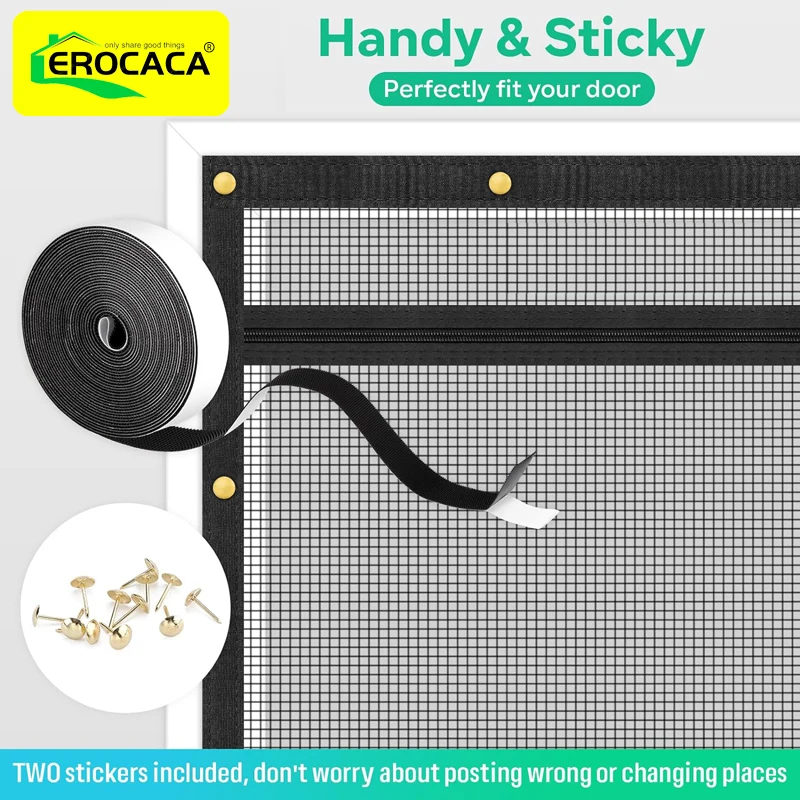 EROCACA Reinforced Cat Screen Door Pet Resistant Mesh Screen Door Pets Proof Zipper For Living Bedroom Patio