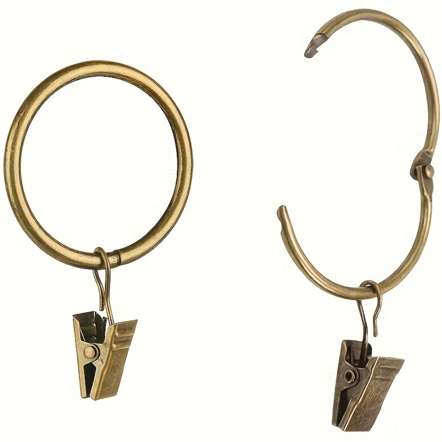 40pcs Curtain Rings With Clips, Strong Metal Decorative Drapery Clip Rings, Rust-Resistant Hanger Clips For Bathroom, Living Roo