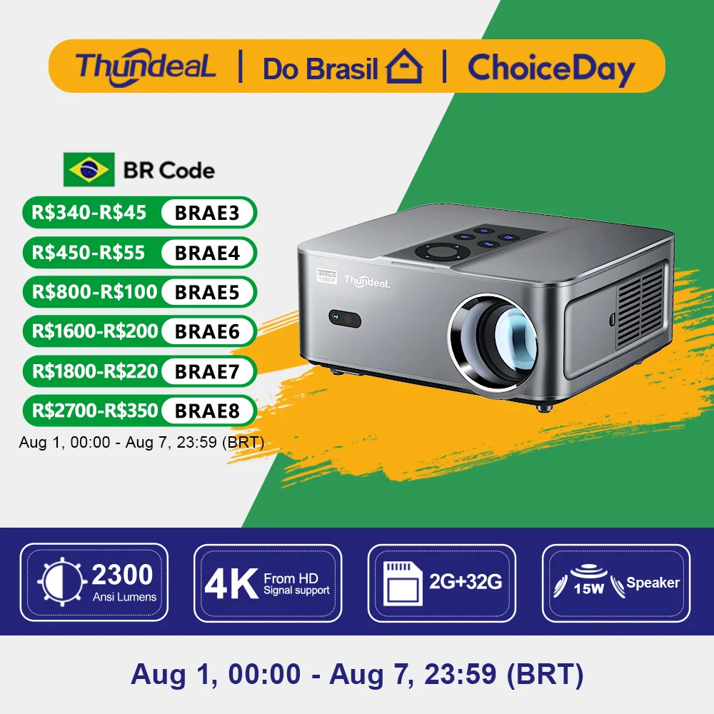 Projetor ThundeaL TD98W Full HD 1080p Portátil Android