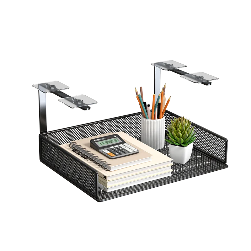 Clamp-On Mesh Metal Under Desk Drawer Organizer