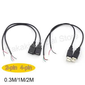 0,3 м/1 м/2 м 5 в кабель питания USB 2-Контактный USB 2,0 A гнездовой 4-контактный разъем для зарядного устройства удлинитель для самостоятельной сборки