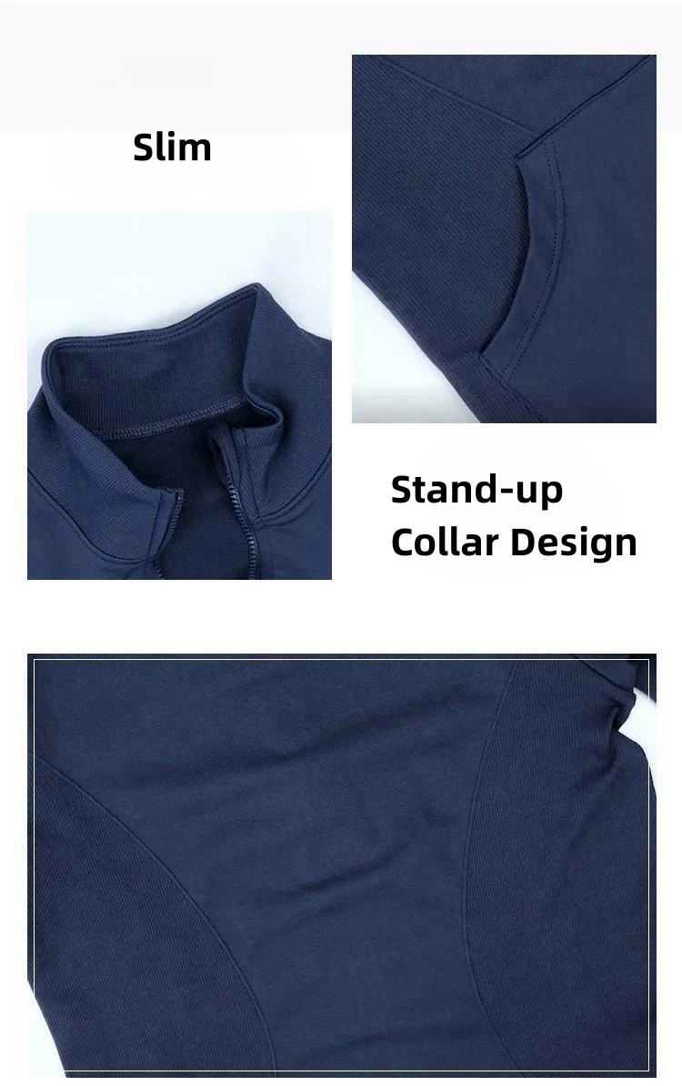 Spring Autumn Women Yoga Top Casual Sports Short Coat Stand Collar Run Quick Dry Simple Slim Fit Finger Cuff Design Slim