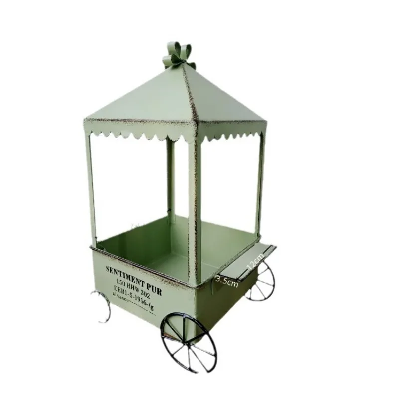 Iron Cart Flower Stand Balcony Decorative Flower Pot Creative Garden Planter Container Outdoor Plant Display Rack