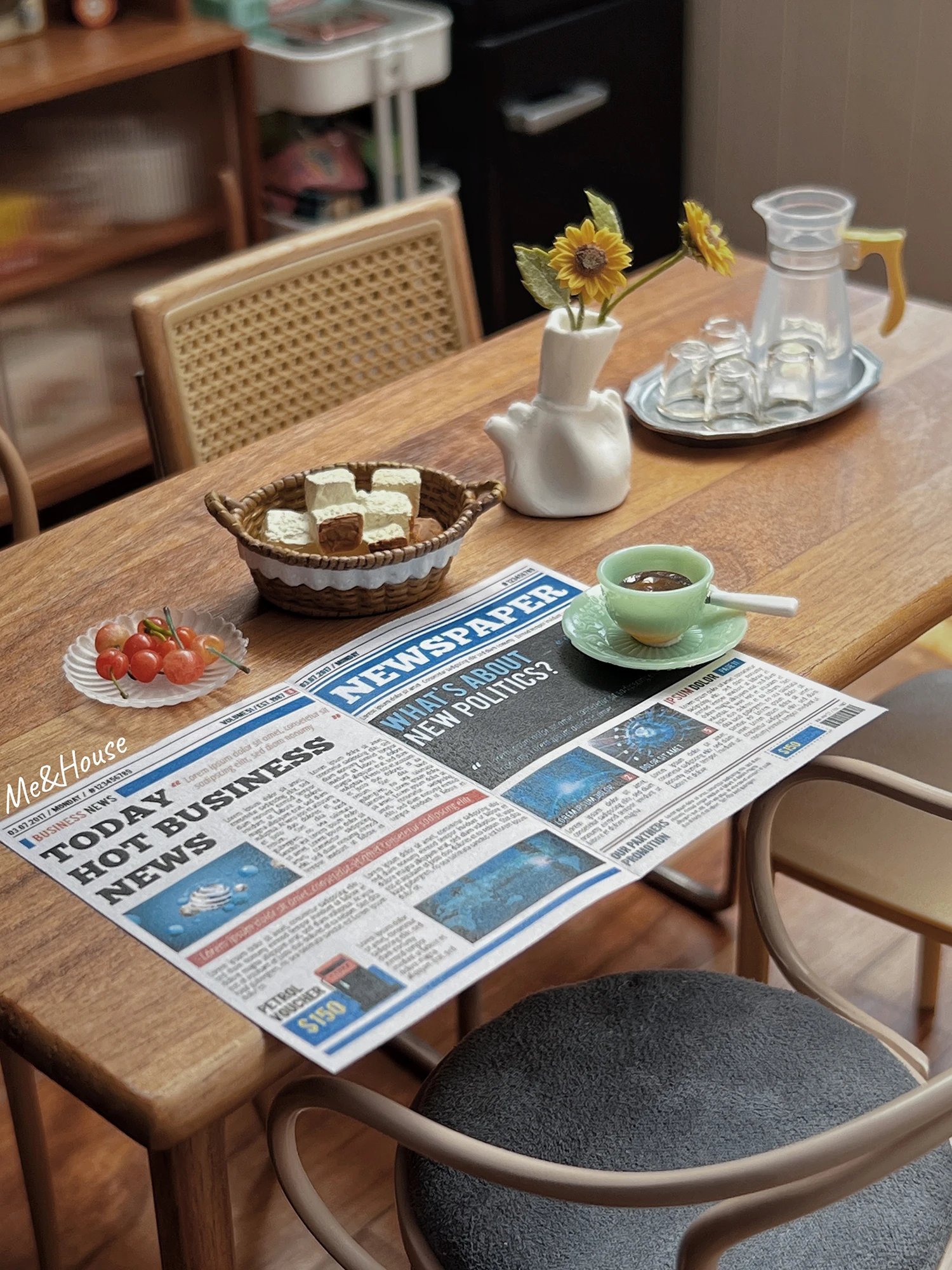 1/6 bjd ob11 miniature dollhouse furniture Mini model Single-sided printing newspapers（a set of eight） 3