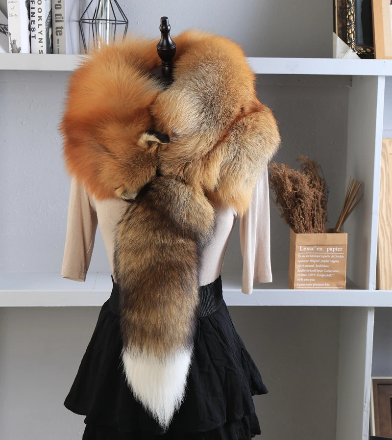 Lady Genuine Full Fox Fur Pelt Scarf Shawl Winter Women100