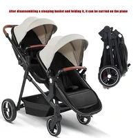 Poussettes jumelles avec un porte-bébé unique expédiées depuis l'UE. Portable et se transforme en poussette légère. 6