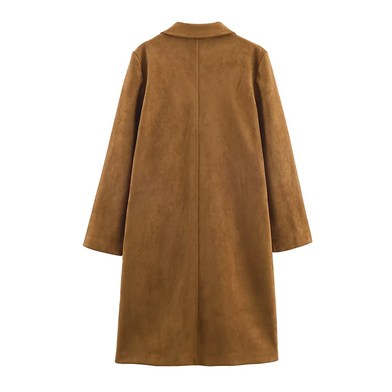 Women Solid Suede Overcoat Female Autumn Winter Casual Long Sleeve Coat Lady Elegant Outwear Jackets Streetwear Long Coats ﻿
