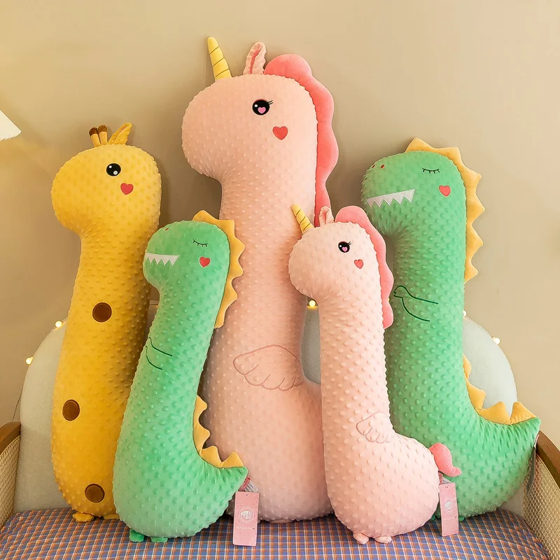 

70/90/110CM Giant Dinosaur Unicorn Giraffe Plush Long Pillow Kawaii Animal Peluches Toy Stuffed Soft Sleeping Cushion for Girls