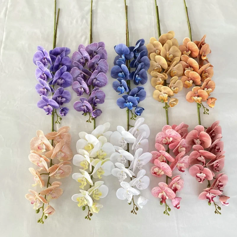 9 Head 3d French Artificial Flower Phalaenopsis Wedding Home Decoration Fake Flowers Hotel Flower Arrangement Background