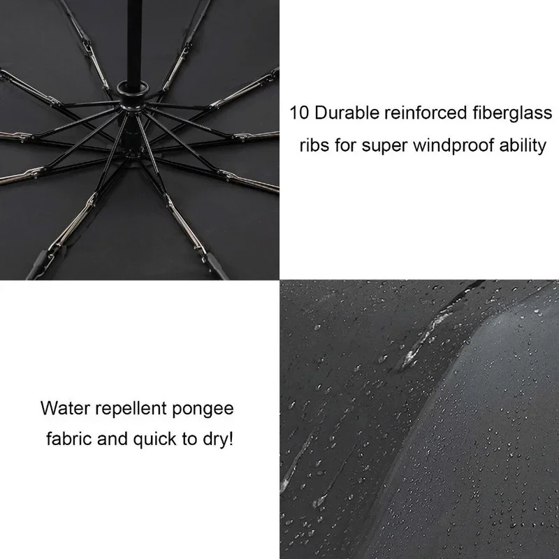 Wind Resistant Folding Automatic Umbrella Rain Women Auto Luxury Big Windproof Umbrellas Rain for Men Black Coating 10K Parasol folding umbrella automatic umbrella wind resistant umbrella windproof umbrella