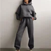 Women's Tracksuit Suit Autumn Fashion Warm Hoodie Sweatshirts Two Pieces Oversized Solid Casual Hoody Pullovers Long Pant Sets 2