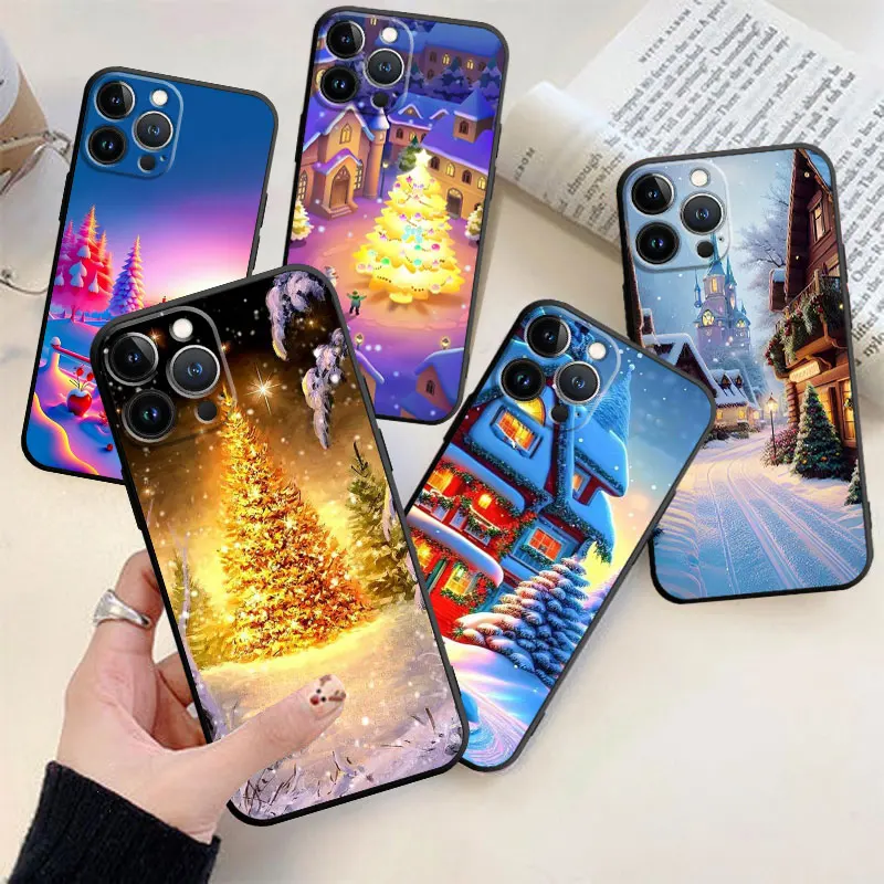 Custodia Per Telefono Per Apple Iphone Xs Max Xr X Xs 7Plus 8Plus 6 6S 5 5S Se Cover In Silicone Gold Merry Christmas Tree Shell Fundas