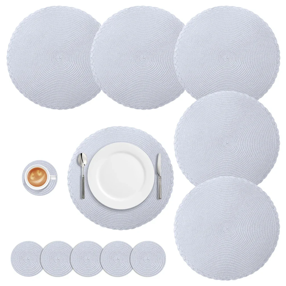 Set of 6 Stylish Braided Placemats and Coasters – Durable, Washable, and Heat-Resistant