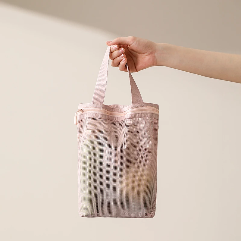 23x26cm Portable Toiletry Bag Handy Handle Large Capacity Mesh Toiletry Storage Bag Makeup Business Trips Travel