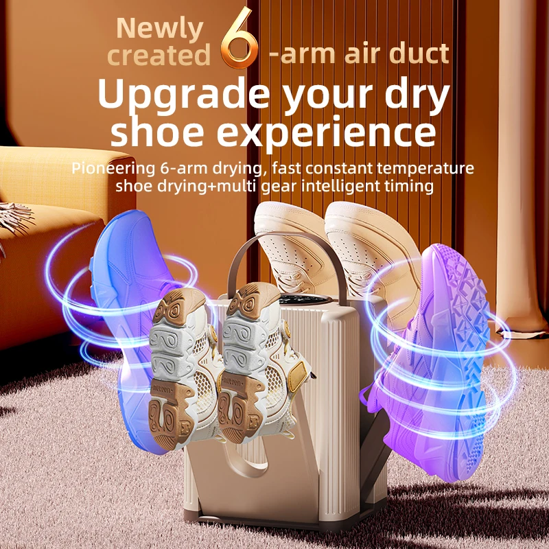Six Arm Shoe Dryer Foldable Electric Shoe and Boot Dryer Timing Control