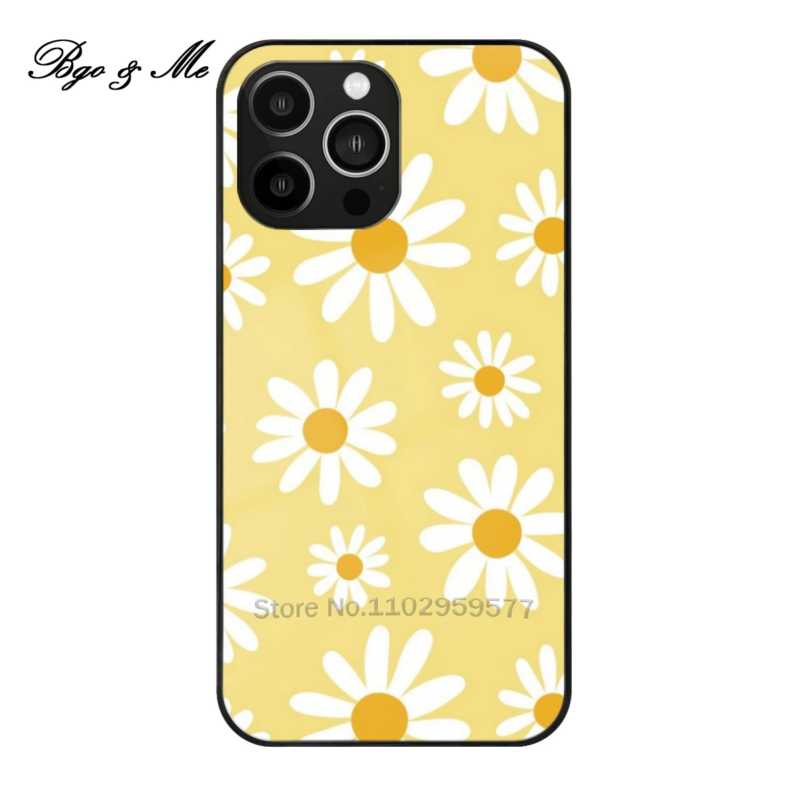 

Spring Daisies Floral Retro Pattern On Yellow Phone Case Glass For Iphone 15 14 13 12 Pro Max Cover