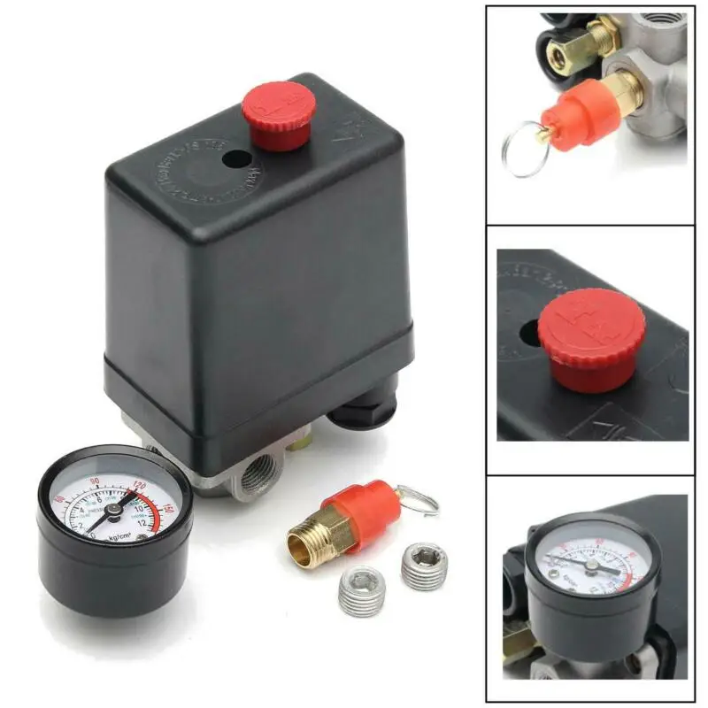 175psi 4 Port Air Compressor Pressure Switch Manifold Regulator+safety Value Tool Pneumatic Air Compressor Switch Blanking Plugs
