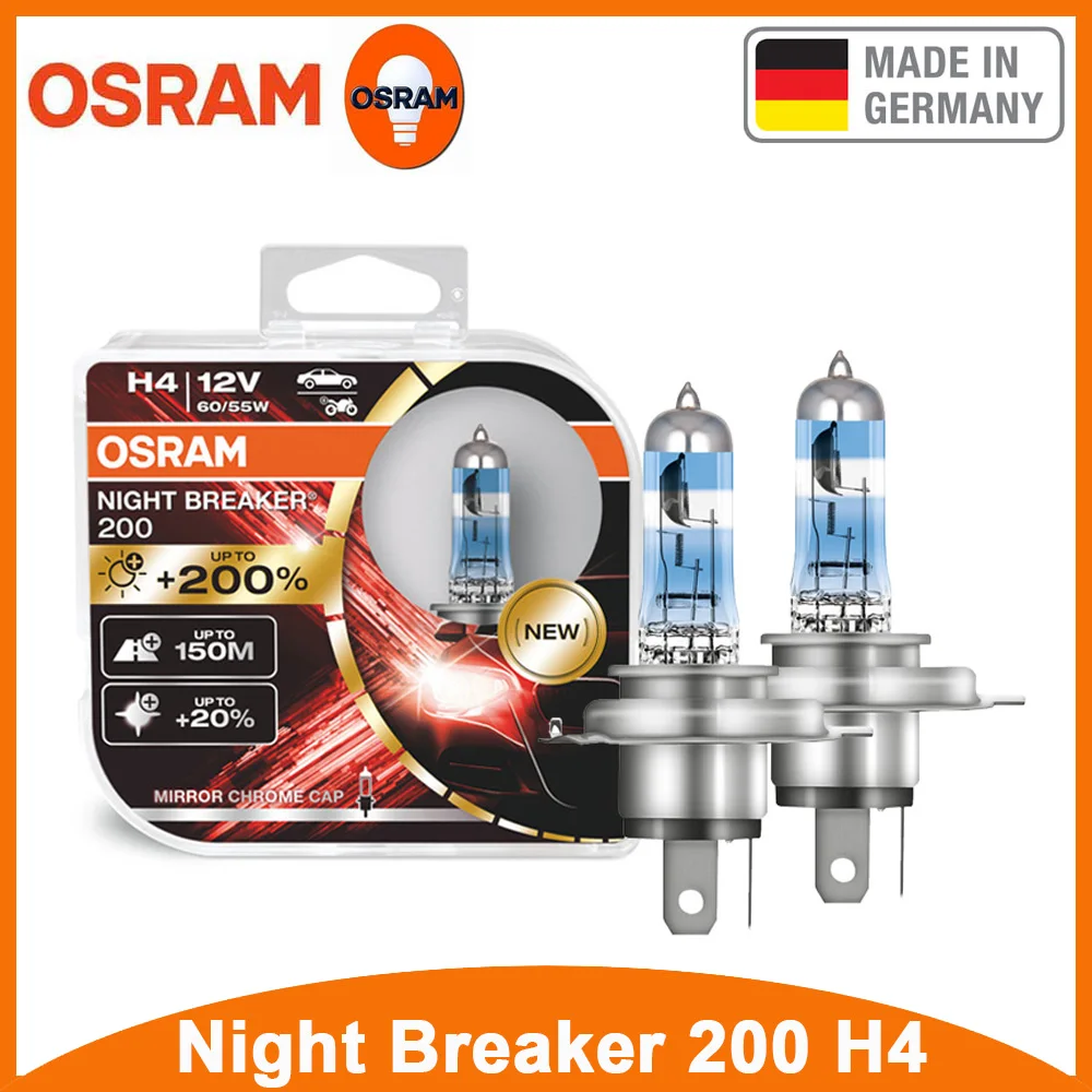 OSRAM NIGHT BREAKER 200 H4 H7 H11 Halogen Car Headlight +200