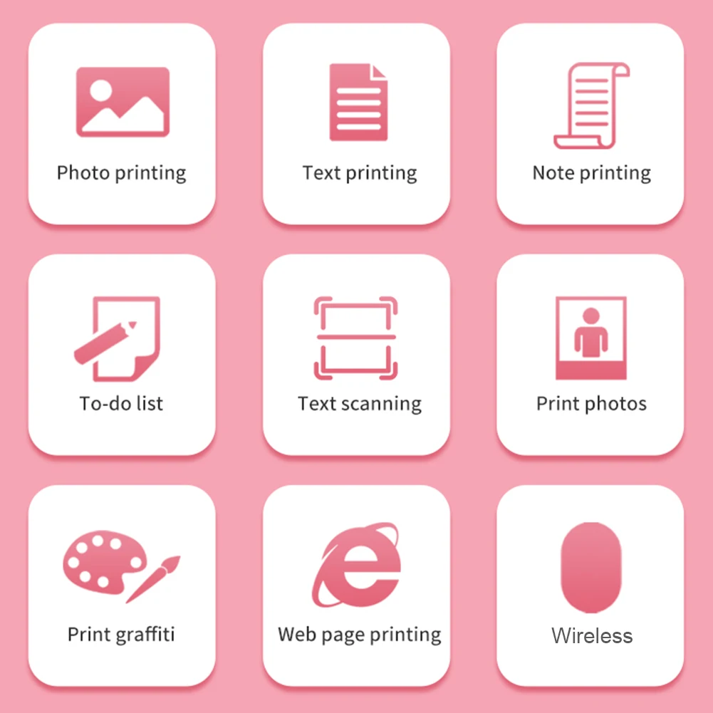 휴대용 미니 열전사 프린터 무선 BT 200dpi 1000mAh 접착 라벨 프린터 잉크 없이 사진 인쇄 가능한 포켓 프린터 USB 케이블 포함