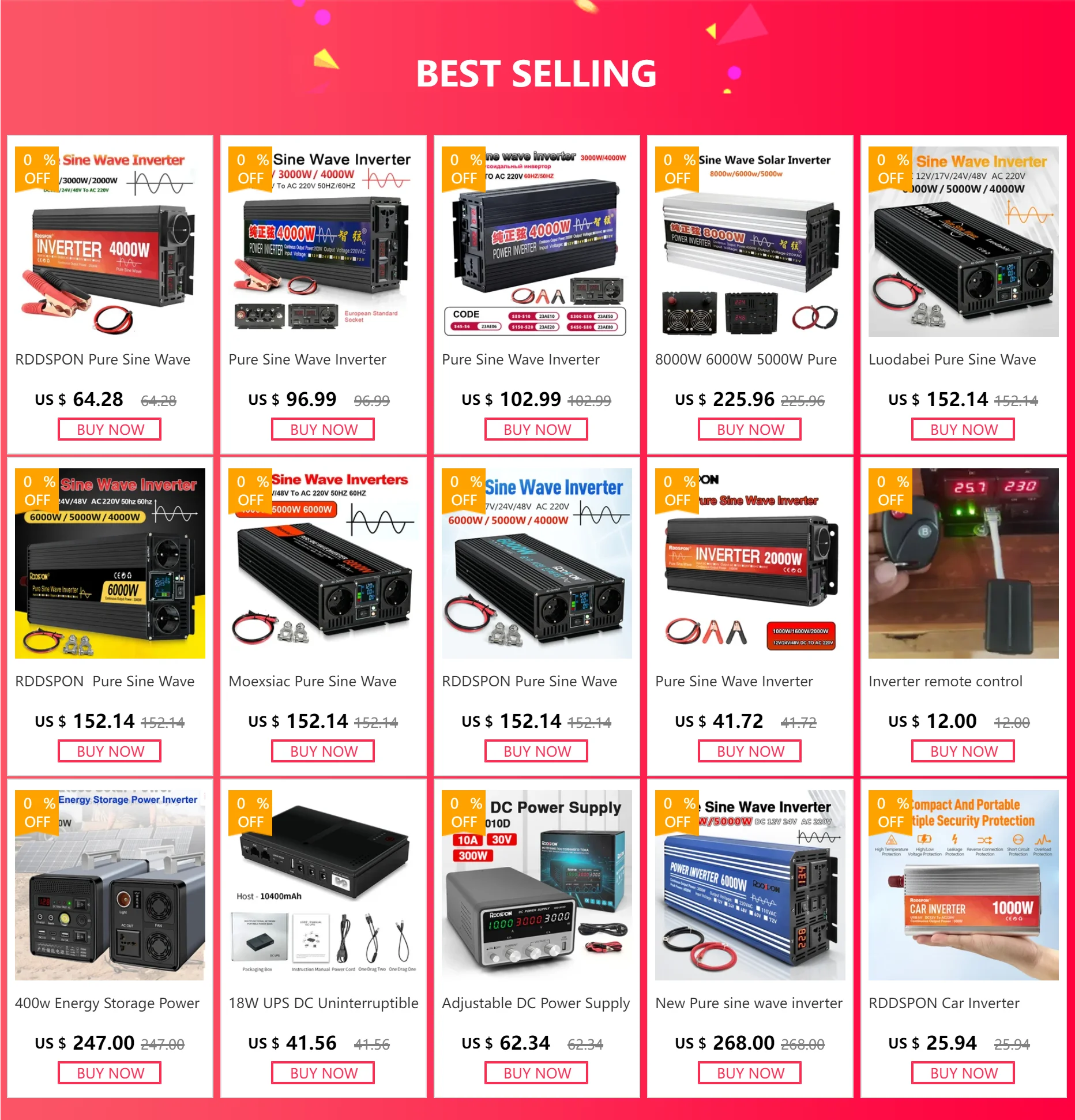 Description Picture 2 of itemPure Sine Wave Inverter 2000W 3000W 4000W Power DC 12V 24V 48v To AC 220V Voltage 50/60HZ Converter Solar Car Inverter With LED