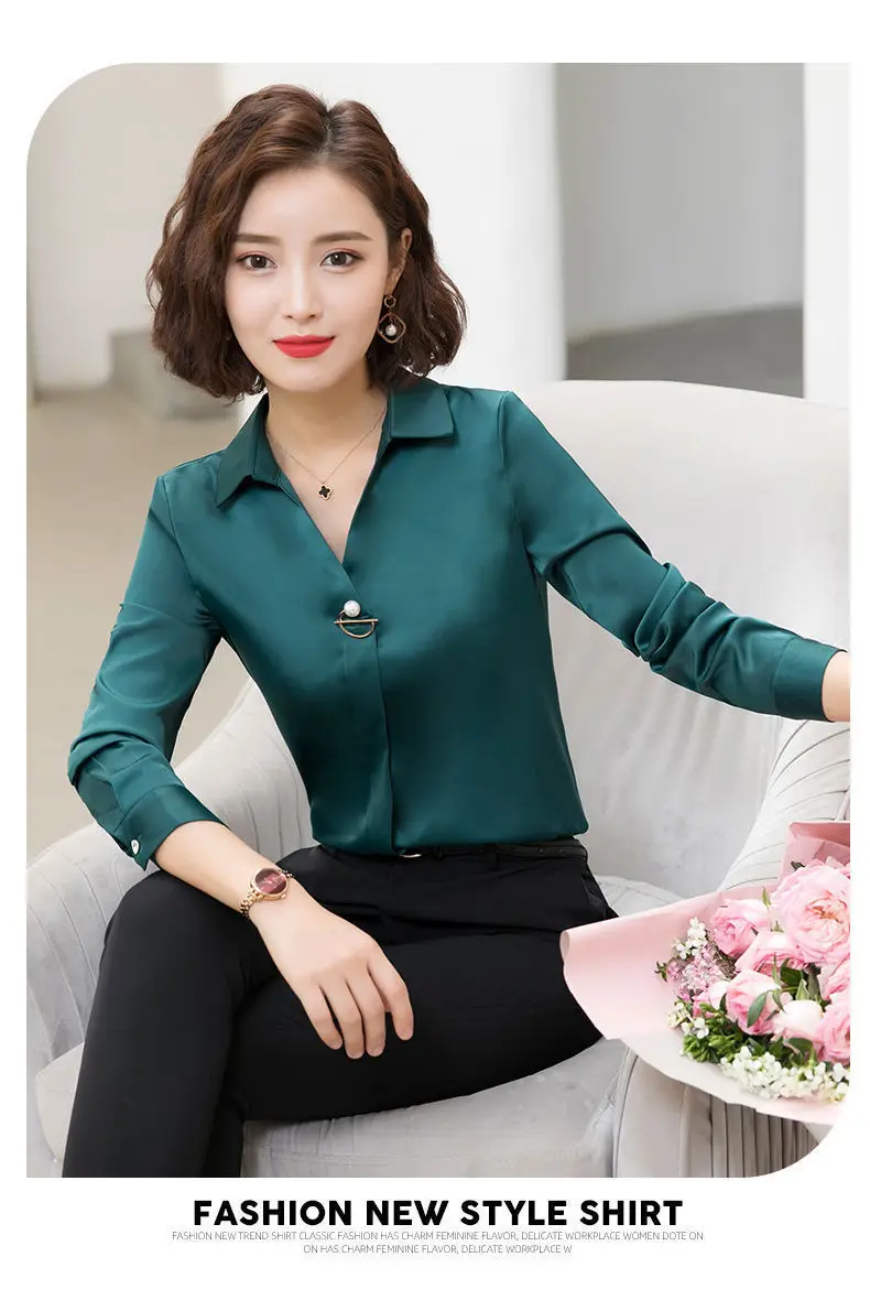 Women Clothes New Thin Spring Autumn All-match Korean Long Sleeve Shirt Tops Buttons Solid Polo Neck Blouse Trend Fashion