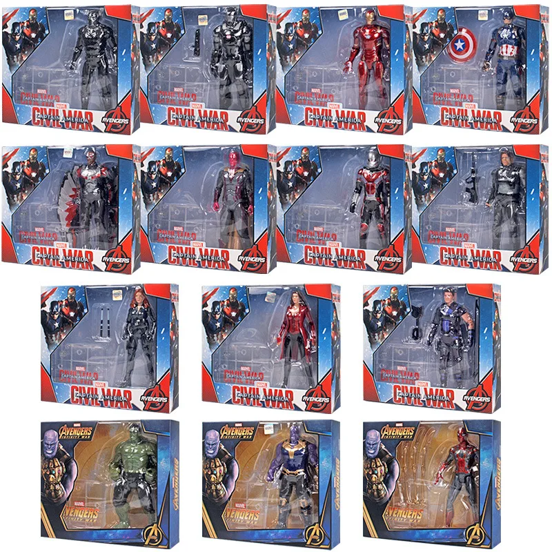 Marvel Spiderman Iron Man Captain America Thor Action Figurine Hobby Toys Cartoon Model Children Charm Birthday Festival Gifts