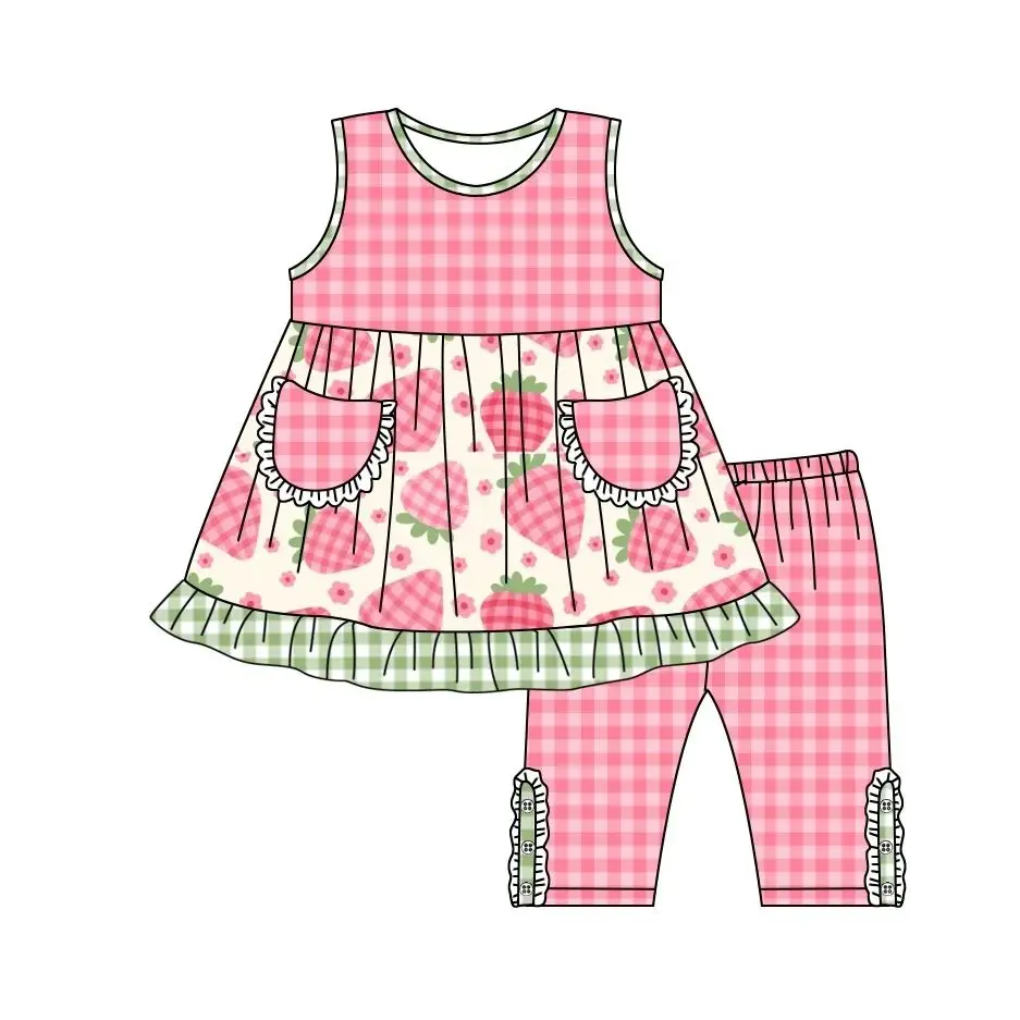 

toddler girl outfits set pink series kids clothes strawberry pattern cute summer girls' clothing newborn romper outfits baby set