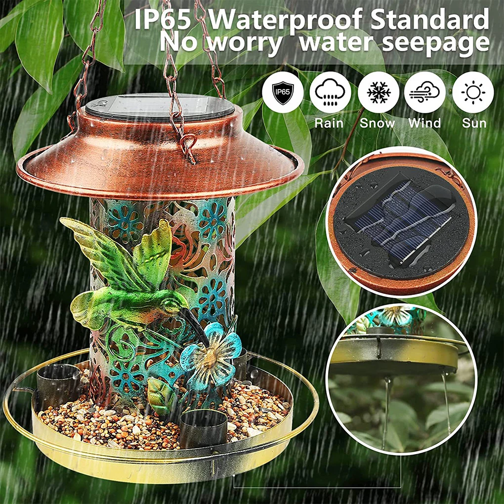 Solar Outdoor Courtyard Garden Tree Hanging Light Hanging Bird Feeder Hollow Waterproof Decorative LED Light Feeding