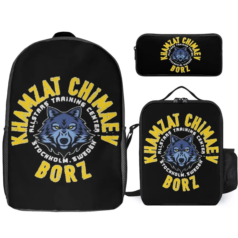 

Комплект 3 в 1, 17-дюймовый рюкзак, сумка для ланча, сумка для ручек, хамзат, Борз, чимаев, Кавказ, волк, непобедимая 10 долговечная зубная паста, Уютная летняя