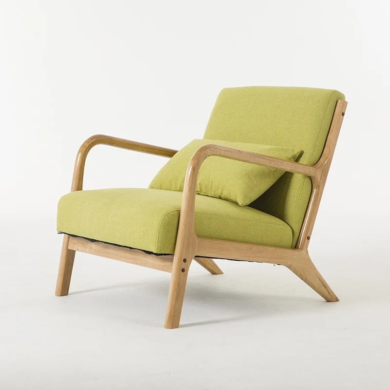 Lazy Sofa Nordic Single Sofa Chair Simple Balcony Home Fabric Milk Tea Shop Solid Wood Leisure Sofa Sofas for Living Room Sofas