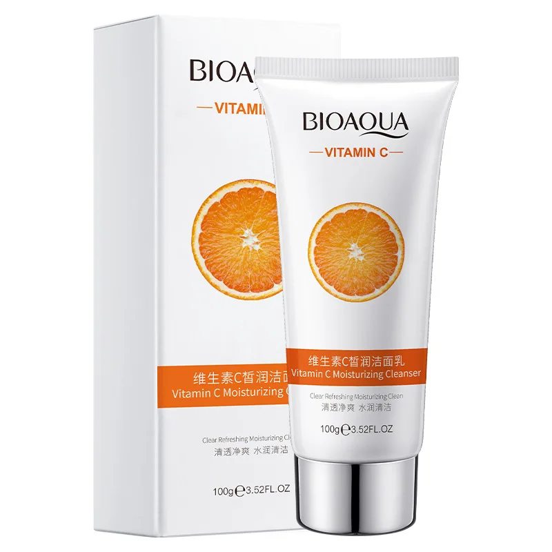 BIOAQUA Vitamin C Facial Cleanser Deeply Cleansing Oil Control Moisturizing Blackhead Removal Skin Care Face Wash Foam Cleanser face wash