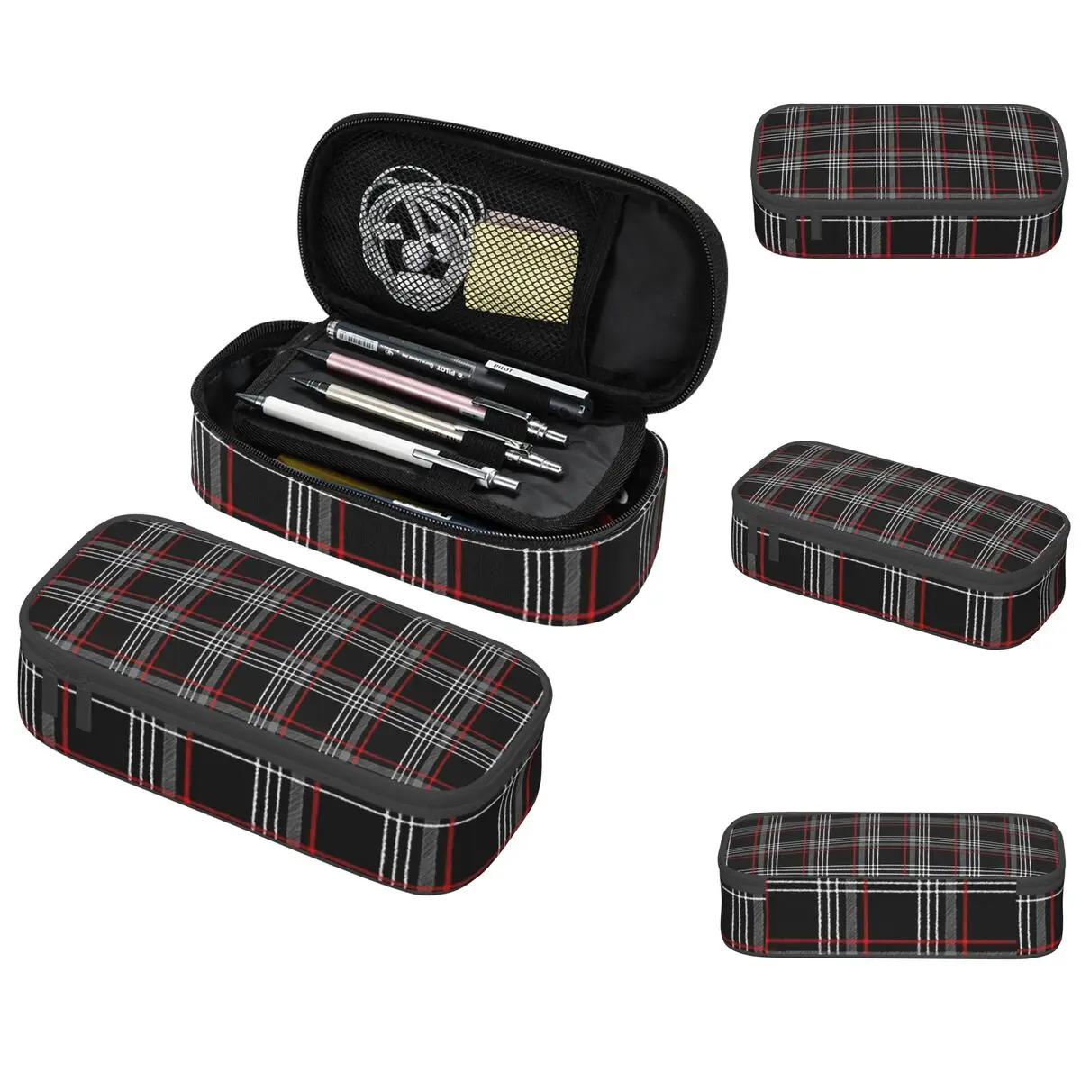 GTI Tartan Pencil Cases Large Storage Pen Bags Pen Box Pencil Pouch For Boys Girls Students Stationery School Office