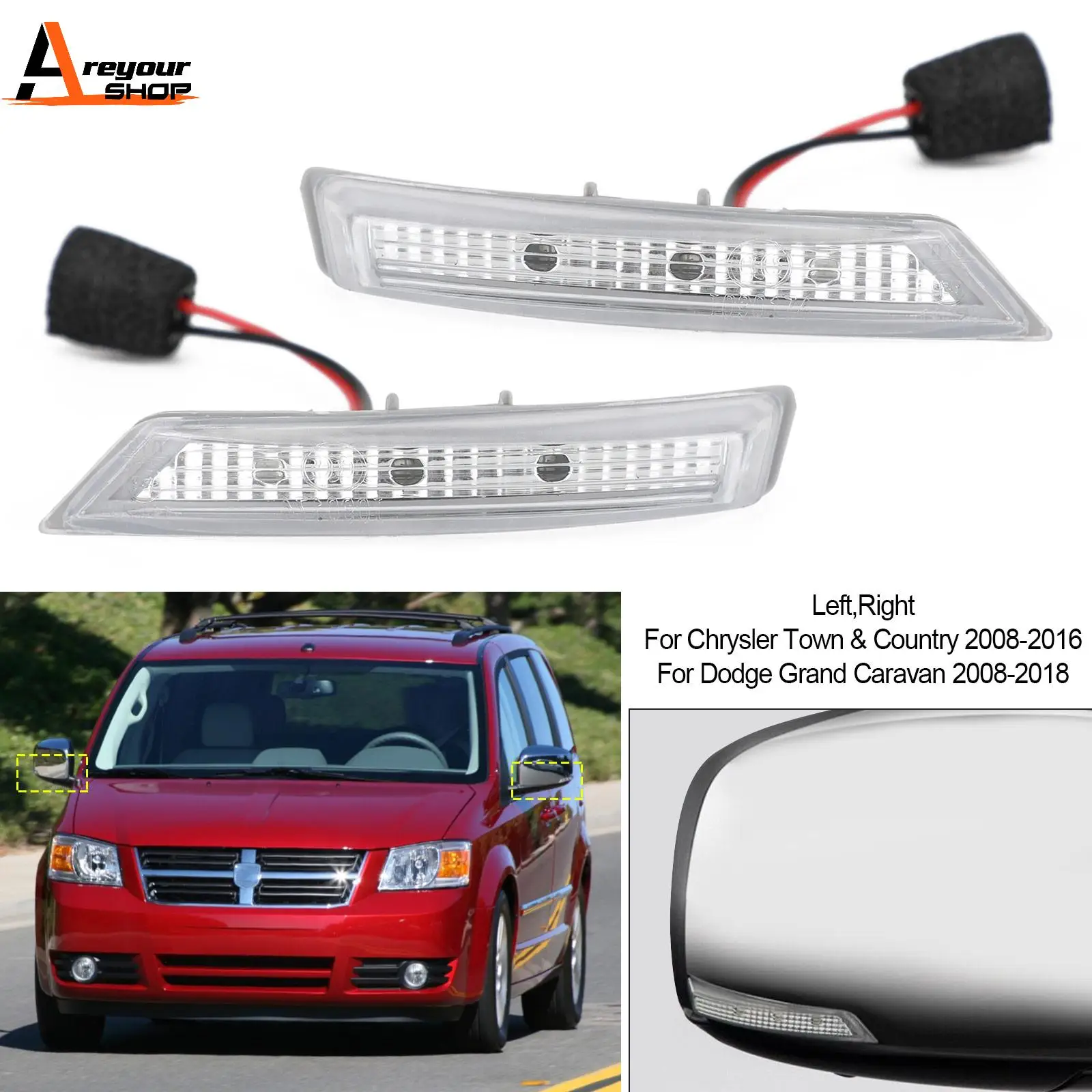 Зеркала поворота Areyourshop для Chrysler Town & Country, автофургон Dodge Grand 68052078AA 68052079AA, автозапчасти, 2 шт.