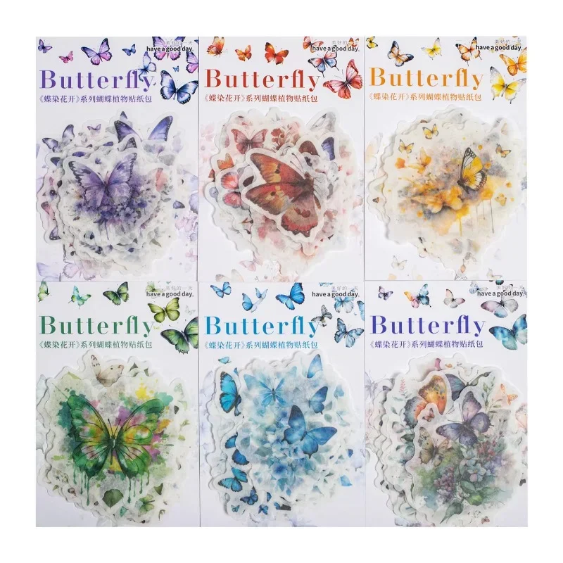 20-Piece Butterfly & Flower Collage Stickers Set - Handmade Craft Supplies for Scrapbooking & Journaling