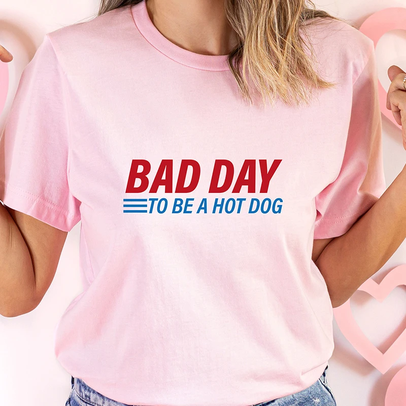 

Женская футболка с надписью «Bad Day To Be A Hot Dog», хлопковая летняя модная футболка с круглым вырезом, футболка с надписью «Meme», Женская Эстетическая одежда