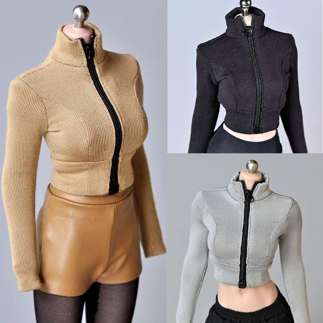 

1/6 Female Zipper Elastic Tights Tops Corsetry Clothes Accessories Fit 12'' PH TBL Action Figure Body for Hobby Collection