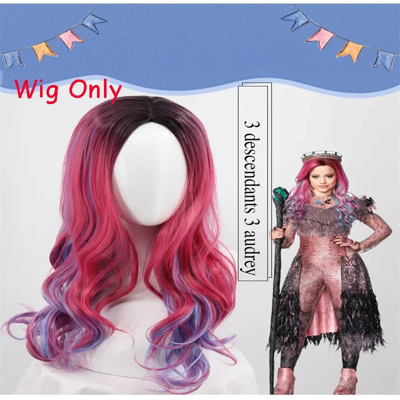 Disfraz de Audrey Evie Evil Mal Descendants para niñas, disfraz de Halloween para fiesta de cumpleaños y peluca para niños, disfraz de Descendants 3