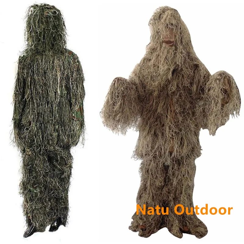 Tactical Camouflage Clothing 3D Withered Grass Ghillie Suit 5 PCS Sniper Military Hunting Suit Army Hunting Clothes Birding Suit