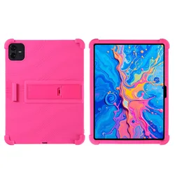 Enhanced Portable Soft Silicon Tablet Case with Rear Kickstand, Shockproof Design, 12.7 for Teclast ArtPad Pro (Rose Red)