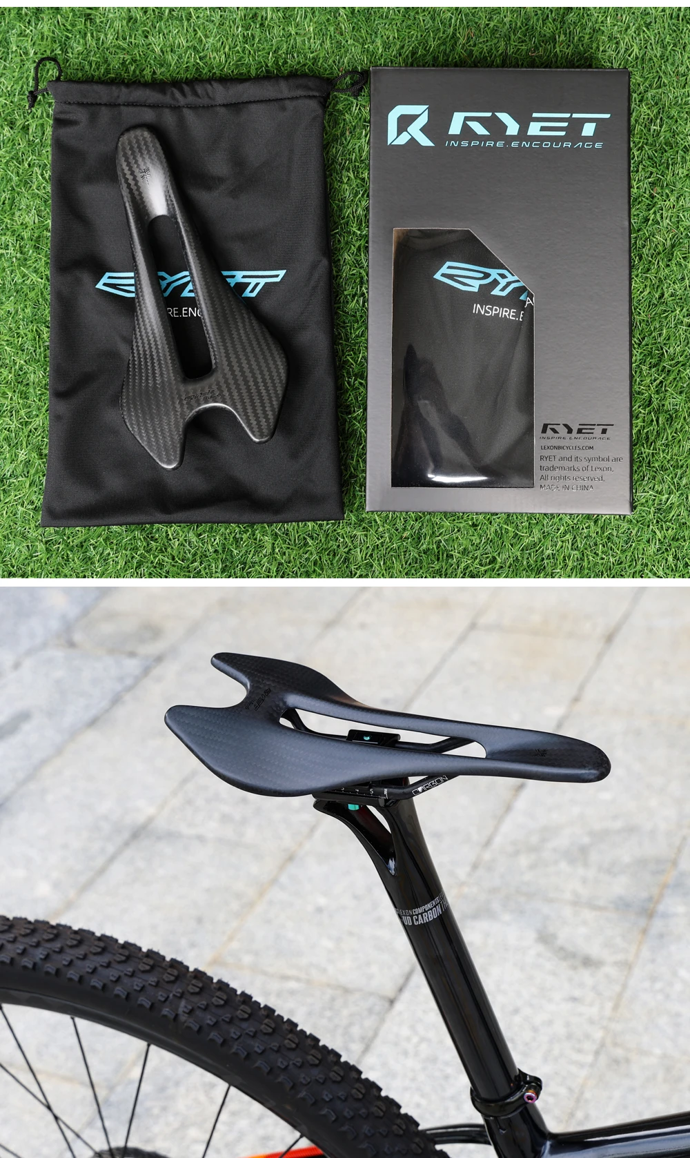 RYET Ultraleichter 58 g Vollcarbon-Sattel, 3K-Gewebe, oval, 6,5 x 8,5 mm), 242/122 (mm) Sattel für Rennrad, Mountainbike, Erholung, Städtischen – Detail 12