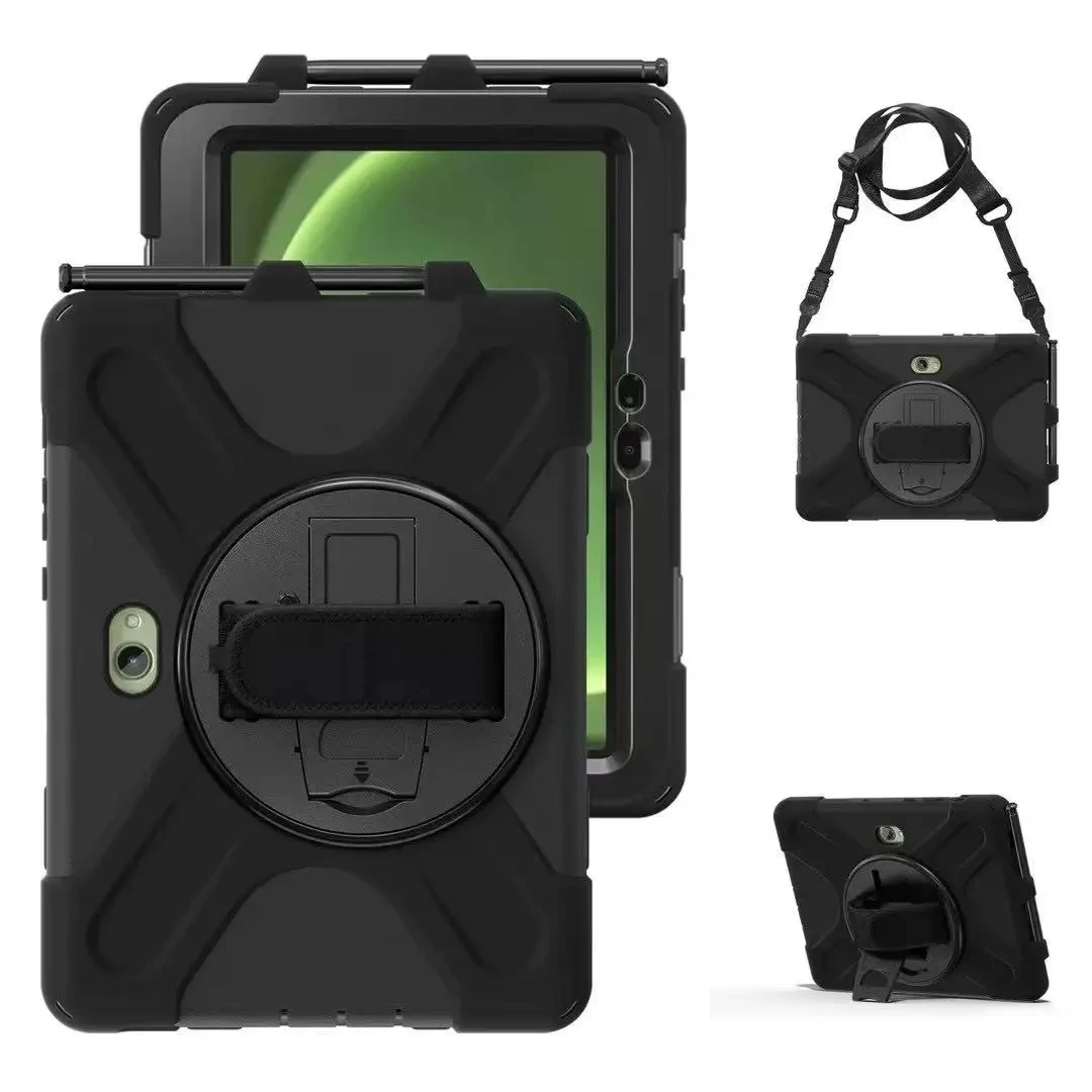 Enhanced Rugged Tablet Case with 360-Degree Rotating Stand and Silicone Shell