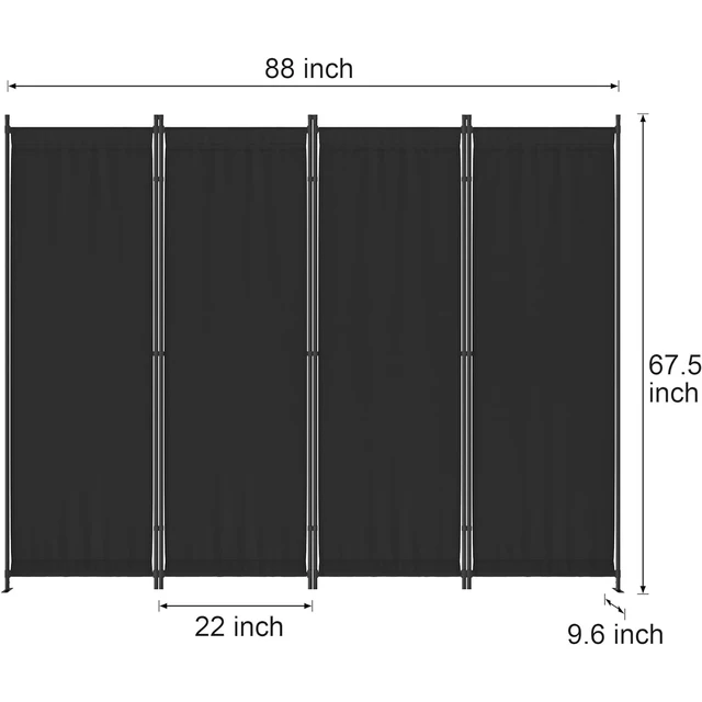 Room Divider, Folding Privacy Screens, 4 Panel Room Partitions, 88" Foldable Wall Dividers