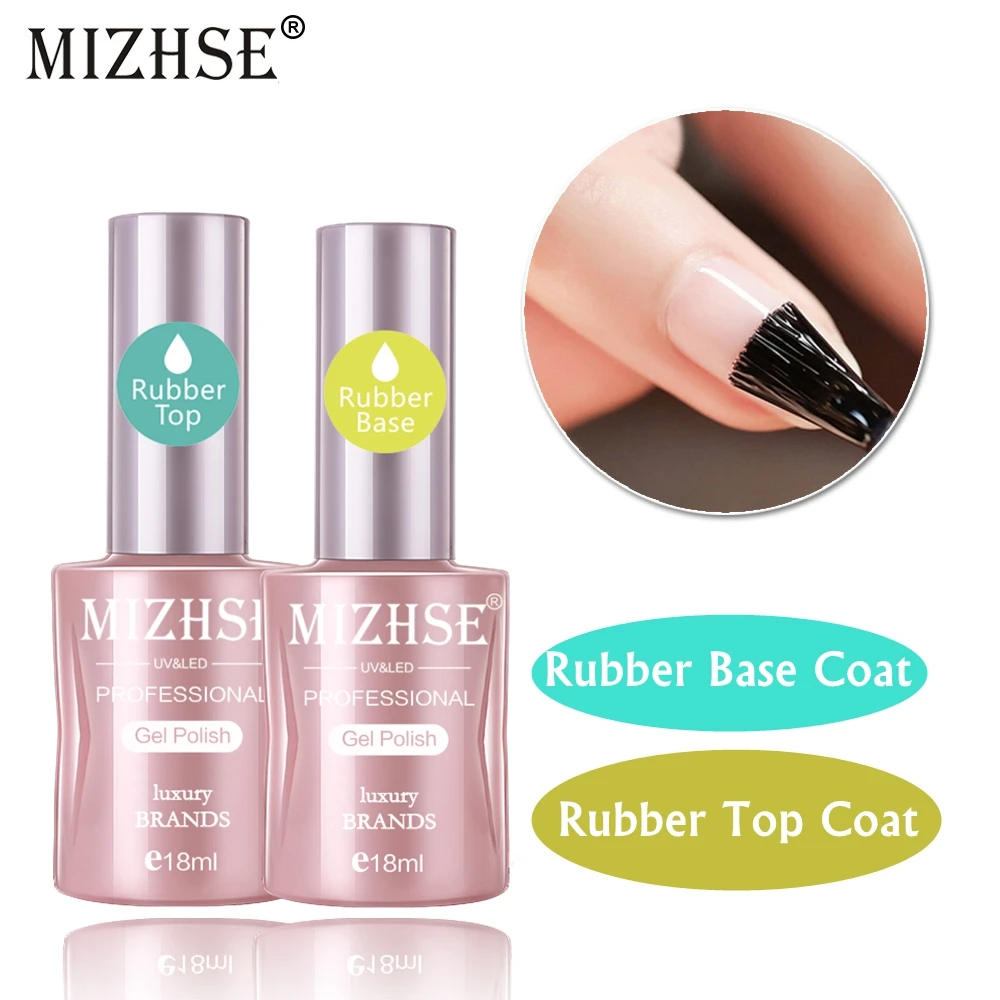 MIZHSE Rubber Top&ampBase Coat Soak Off Gel Nail Polish UV LED 18ml Transparent Long Lasting Art | Красота и здоровье