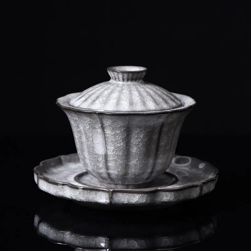 Black Ice Ceramics Tea Tureen Bowl Crackle Glaze Tea Maker Gaiwan Kung Fu Teaware Set Cup Ceremony Teapot