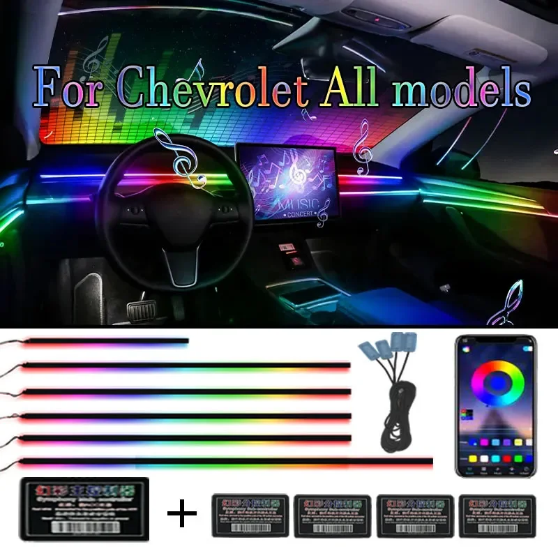 

Car Atmosphere Interior Acrylic Guide Fiber Optic Universal 18 in1 64 Color RGB For Chevrolet Symphony Decoration Ambient Lights