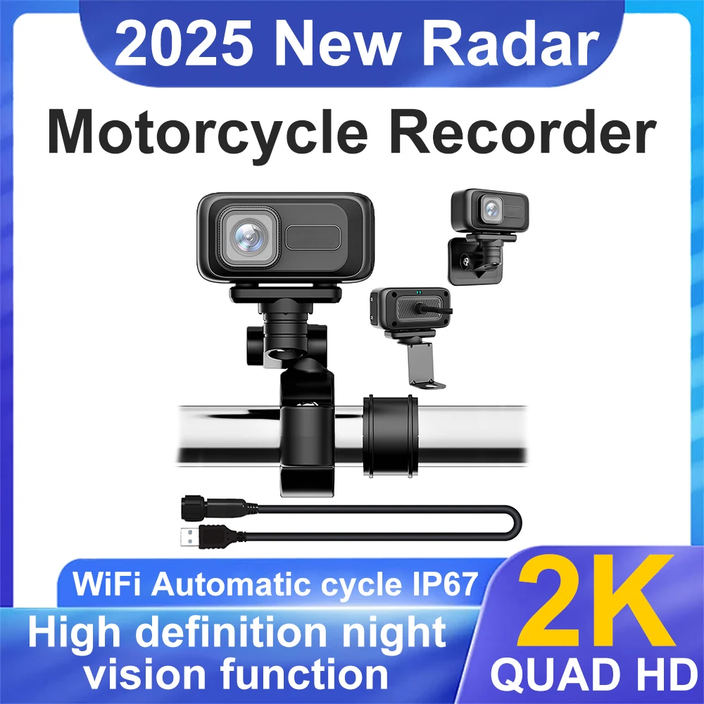 Caméra Moto 2K 64G Étanche IP65 Enregistrement Cycle DVR