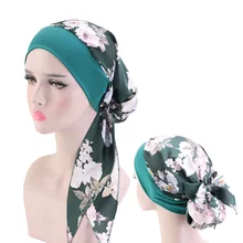 

2020 fashion printed flowers women inner hijabs cap muslim head scarf turban bonnet ready to wear ladies wrap under hijab caps